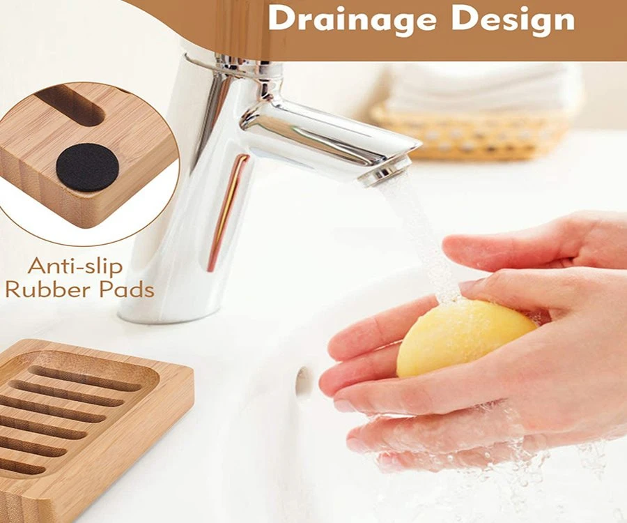 Natural Bamboo Wooden Soap Dish Holder Natural Bamboo Wooden Soap Dish Holder