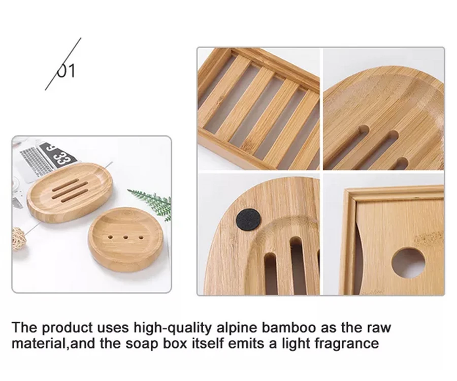 1handmade natural waterproof bamboo soap box with lid