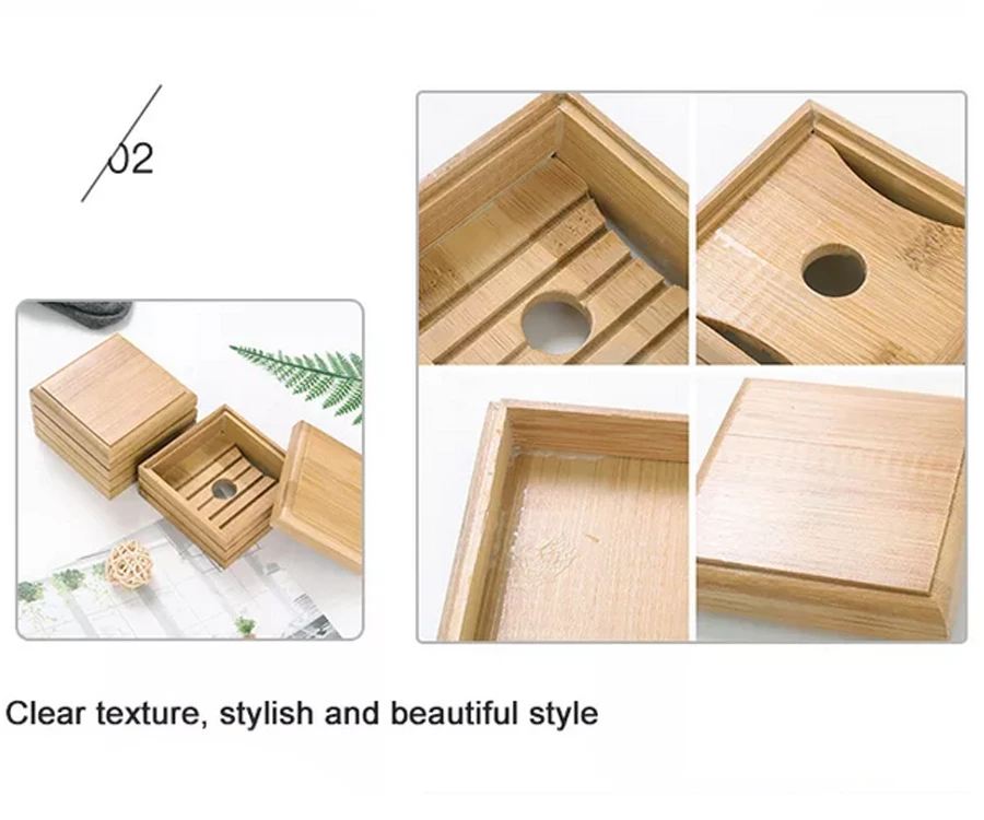 2Draining Sanitary Bamboo Box Custom Shape Soap Dish