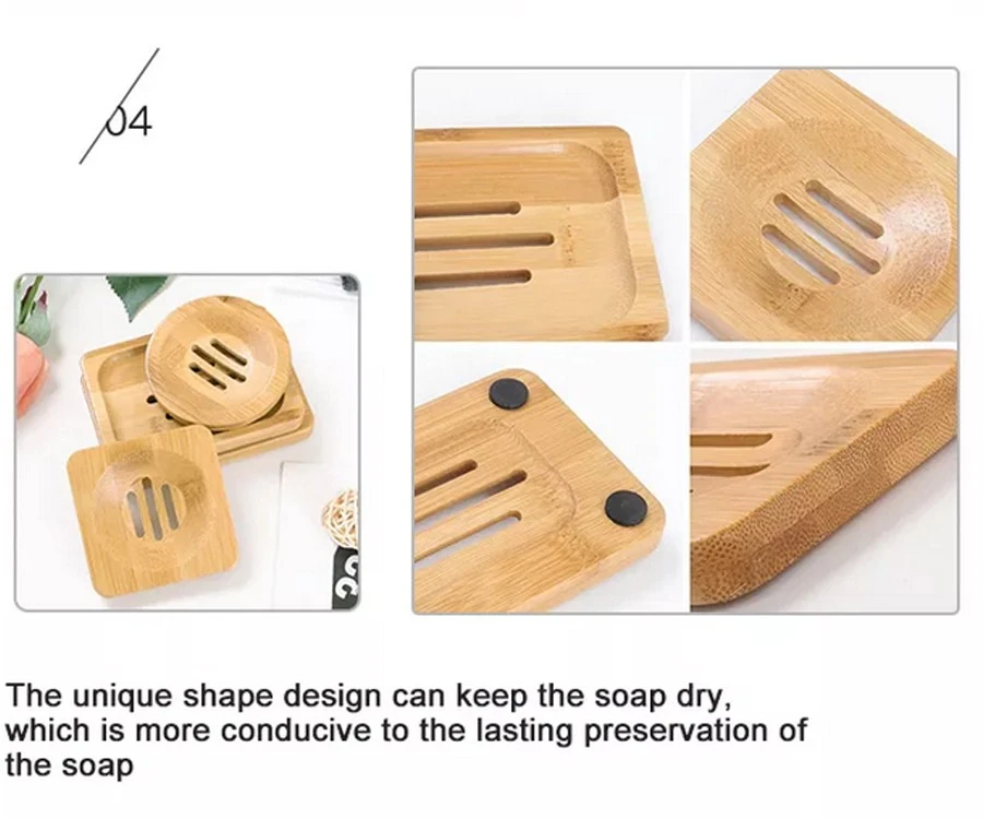 4 natural bamboo soap holder