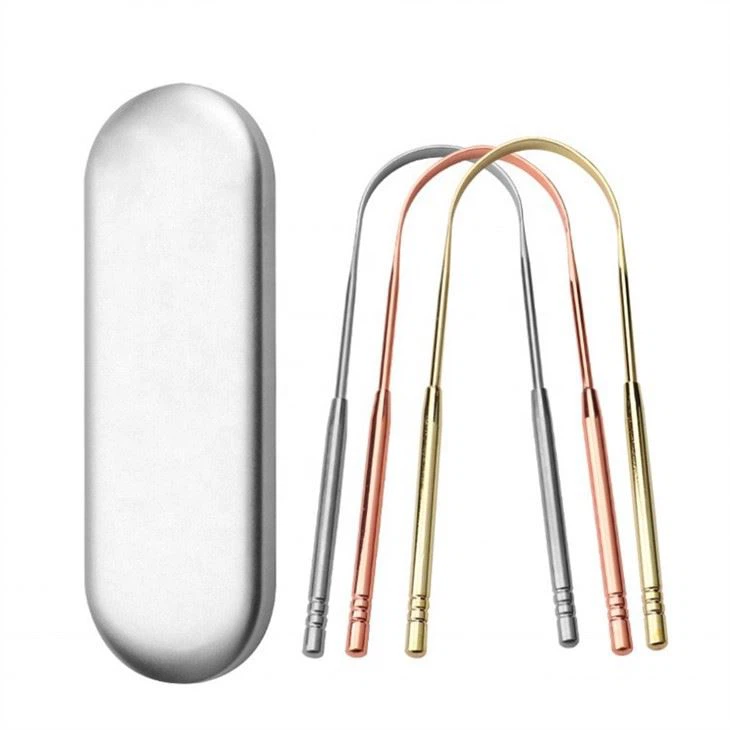 Reusable U-shaped oral cleaning tongue scraper